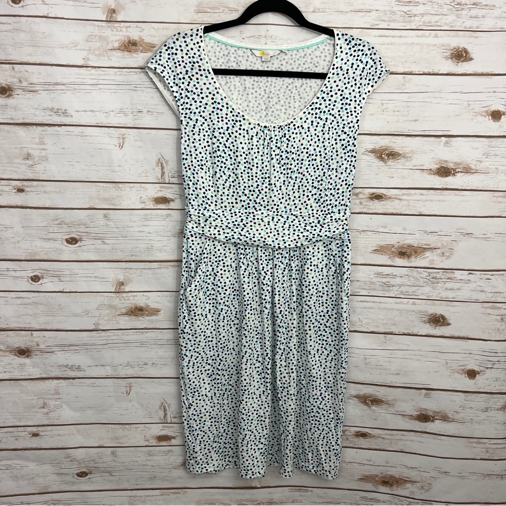Boden White Polka Dot Pocket Jersey Knit Margot Dress